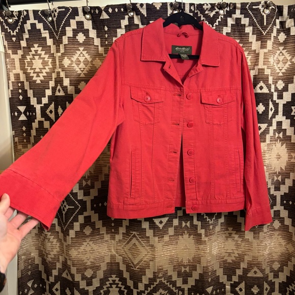 Women’s Vintage Eddie Bauer Button Up Jacket, Size L, 55% Linen 45% Cotton - Picture 7 of 9